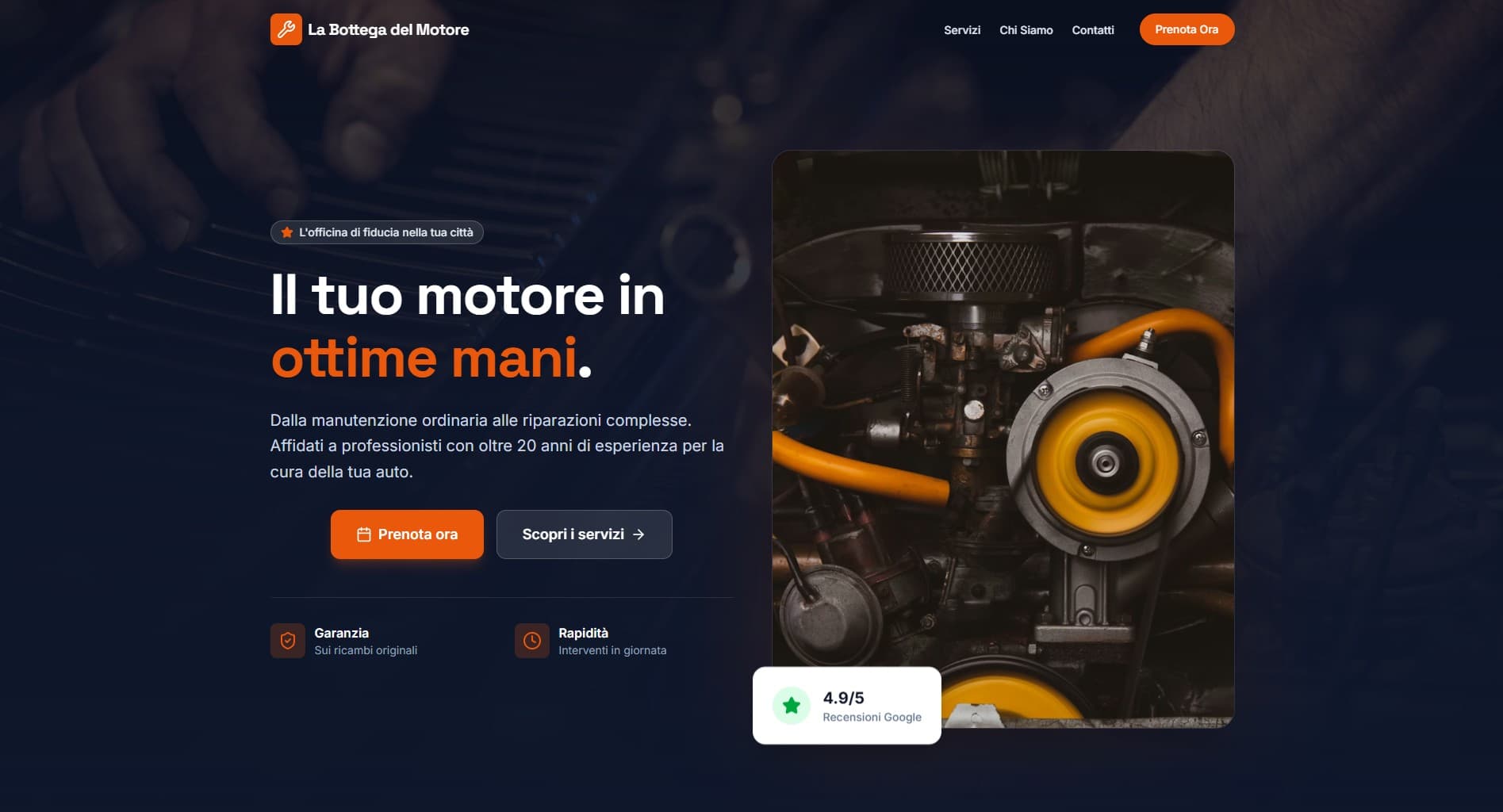 Sito La Bottega del Motore — officina meccanica indipendente