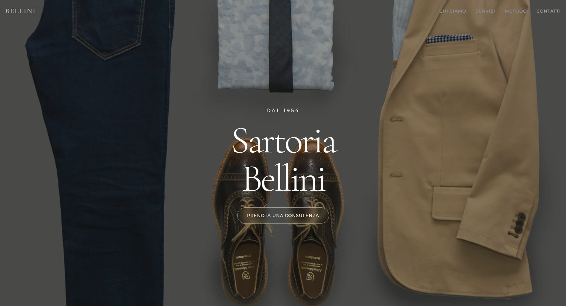 Screenshot del sito Barberia Acciaio con layout raffinato su toni scuri